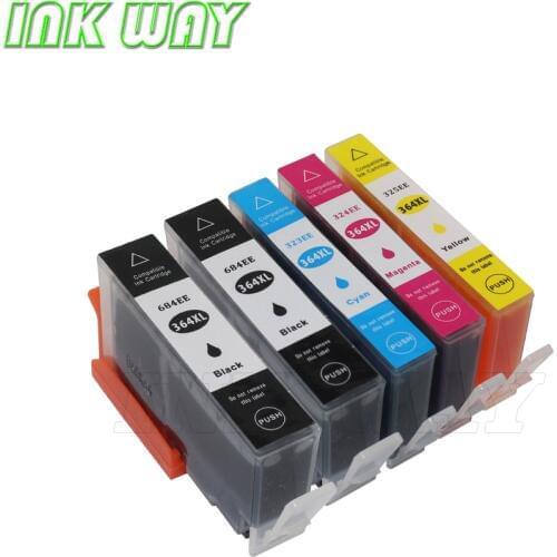 INK WAY 5 PCS 364 364XL INK CARTRIDGES for HP Photosmart 5510 5520 5515 5524 6510 6520 7510 7520 e-All-in-One Printer