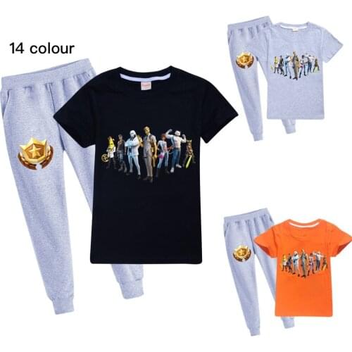 Fortnites Kids Tracksuit Summer Cartoon T shirt Leisure Children Boys Clothes Set Gift for Girls Outfits