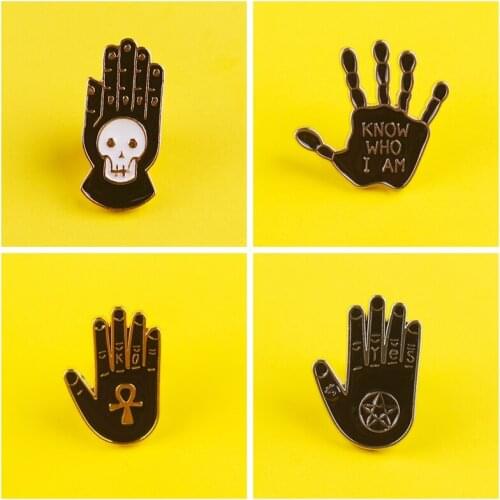 Palm Punk Enamel Icons Pin Letter Black Brooches Bag Clothes Lapel Pin Badge Jewelry Gift Metal Brooches Anime Decoration Icons