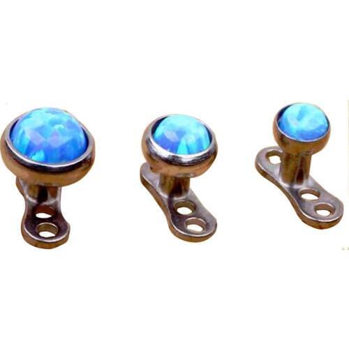 G23 Opal Stone Titanium Internally Threaded Dermal With Gem Top Kit Skinner Diver Head Body Implants Piercing Jewelry