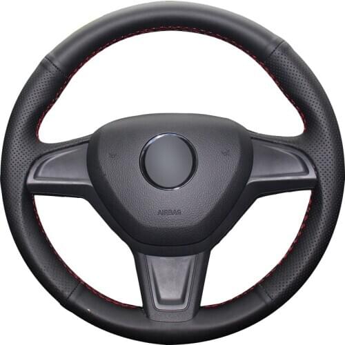 Black Synthetic Leather Car Steering Wheel Cover for Skoda Yeti 2014 2015 2016 Rapid 2015