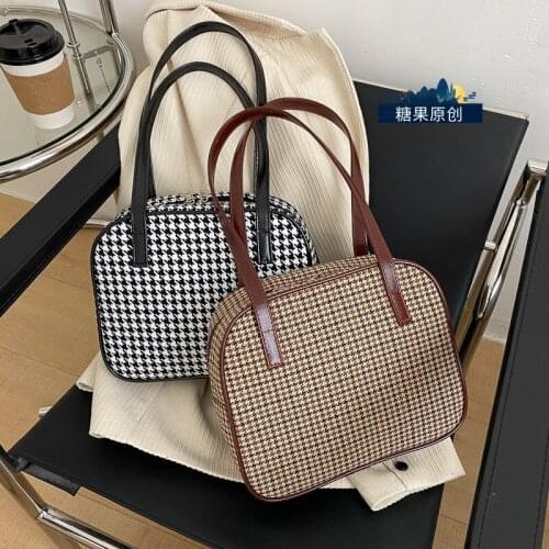 Classic Houndstooth Messenger Bags for Women Casual PU Leather Shoulder Bag Ladies NEW Vintage Crossbody Bags Tote Purses