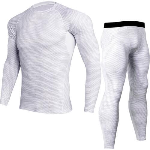 Men T shirts Trousers Set 2 Piece Mens sports suit Compression Suit Joggers Fitness Base Layer Shirt Leggings Rashguard Clothes
