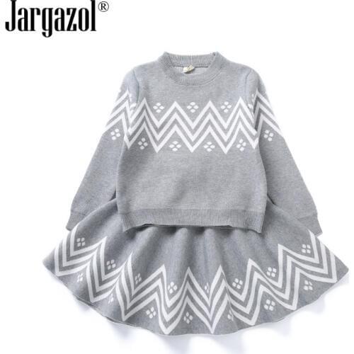Girls winter clothes set long sleeve knitted sweater with skirt 2 pcs clothing suit for girls outfits children set