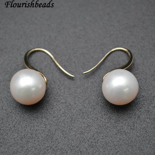 18k Gold Hooks Super High Quality 10mm~11mm Natural Round Pearl Beads Stud Earrings Fashion Woman Jewelry Express Shipping
