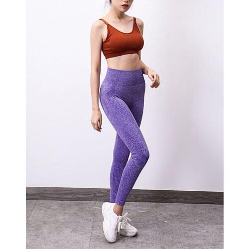 New elastic high waist seamless leggings solid color slim fitness exercise was thin tights nine points pants yoga pants women