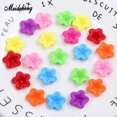 Meideheng Acrylic Flower Beads Five Petal Colorful Flower Beads For Jewelry Making DIY Decoration Material Creative Crafts