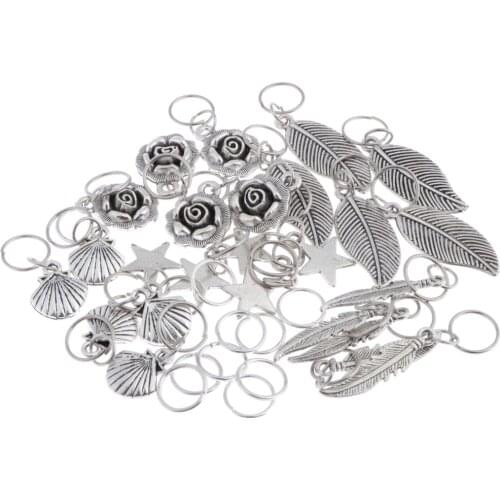 35 Pieces Metal Hair Braids Barrettes Rings Hoops Accessories