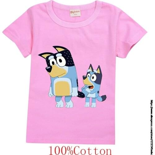 Cartoon bingo bluey Print Toddler Children T-shirts Kids Anime Summer Funny Tees Boys/Girls Tops Baby Clothing 4-14T kids' we