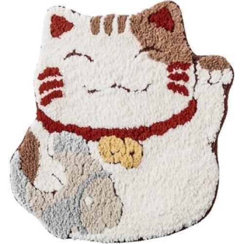 Cartoon Cute Lucky Cat Bathroom Carpet Absorbent Non-Slip Padded Floor Mat