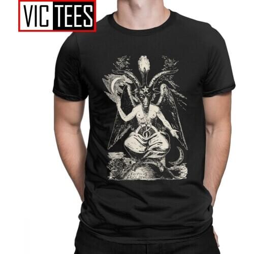 Men T-Shirts Baphomet Vintage Cotton Tee Shirt Camiseta Devil Lucifer Demon Teufel T Shirts Harajuku Tops Graphic 3D Printed