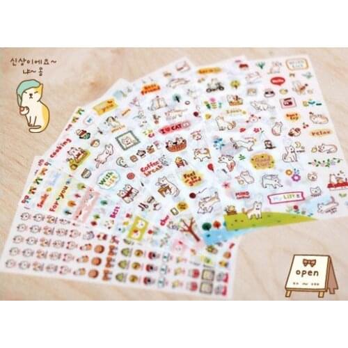 6pcs/pack Cute Cats Scrapbooking DIY Diary PVC Sticker Label Decorative Stationery Stickers