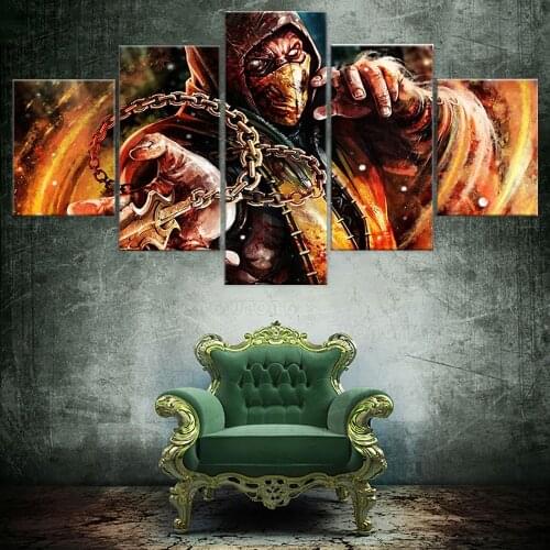 Artwork Wall Modular Hang Painting Hd Picture 5 Pieces Mortal kombat Game Printed Home Poster Canvas Bedside Background Decor
