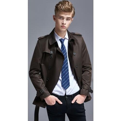 New Spring and Autumn Handsome Youth Double Breasted Short Windbreaker Jacket Men England Business Casual Coat Plus size 5XL 6XL