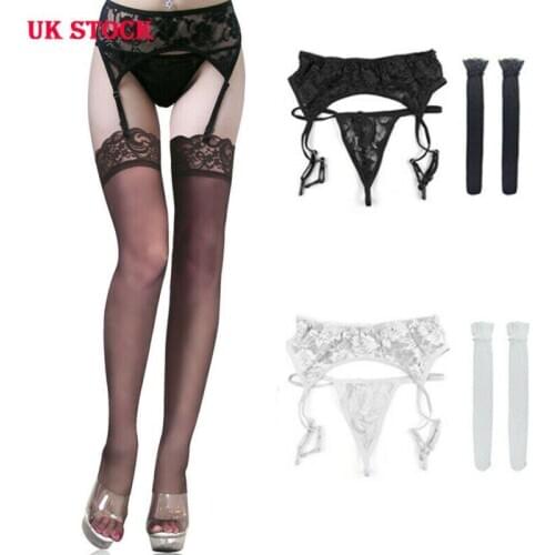 Fashion New 2020 Sexy Women Lady Lace Garter Belt Lingerie Thigh-High G-String Stockings Panties