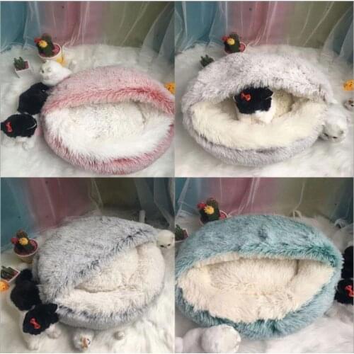 New Style Pet Dog Cat Bed Round Plush Cat Warm Bed House Semi-enclosed Cat Nest for Deep Sleep Comfort in Winter Soft Cats Bed