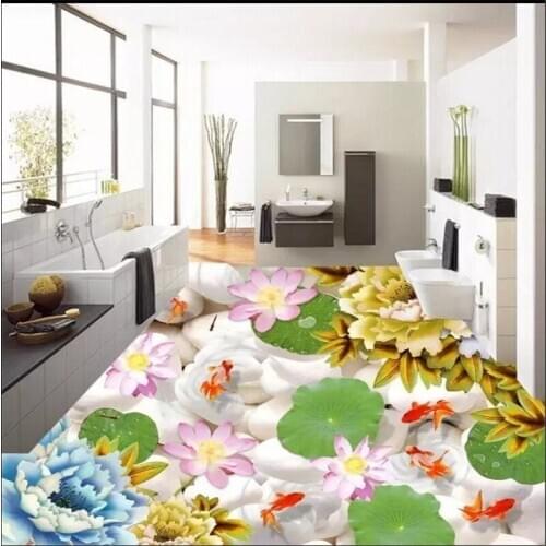 Beibehang wallpaper for walls 3D Mural floor painting PVC adhesive wear non-slip waterproof thicken floor paper fish wall paper