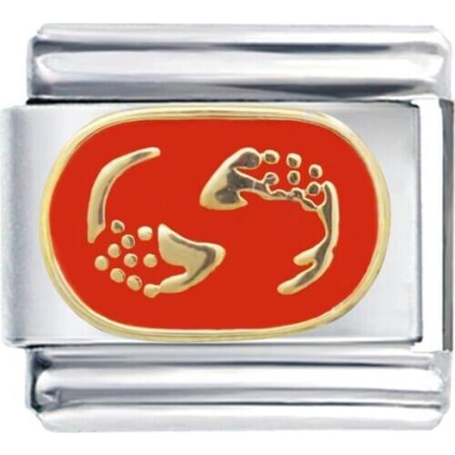 Wholesale Stainless Steel Composable links charm bracelet Classic 9mm red zodiac Pisces Italian charm link bracelet fit Zoppini