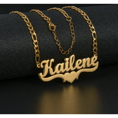 Double Customized Name Hip Hop Letter Necklace Name Gothic Double Plated Letter Necklace Piercing Carving Pendants For Gifts
