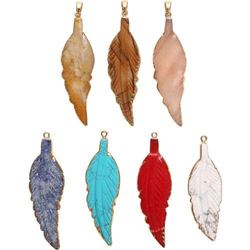 Angel Wings Natural Stone Pendant Fashion Wing Shape Jewelry Suitable for DIY Handmade Popular Necklace Earrings Accessories