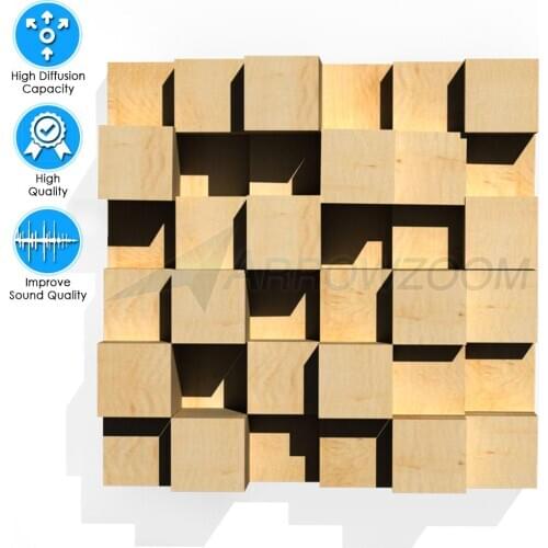 Arrowzoom Pro Quadratic Skyline Wooden Sound Diffuser Acoustic Noise Absorption Audio Diffusor Panels Treatment Studio KK1204