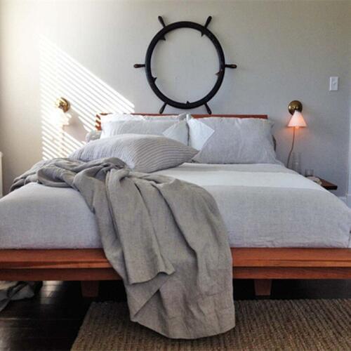 1pc/set 100% Linen Solid Thin Fitted Sheet Twin/queen/king Bed Sheet Soft Skin-friendly Breathable Bed Cover Size Customizable