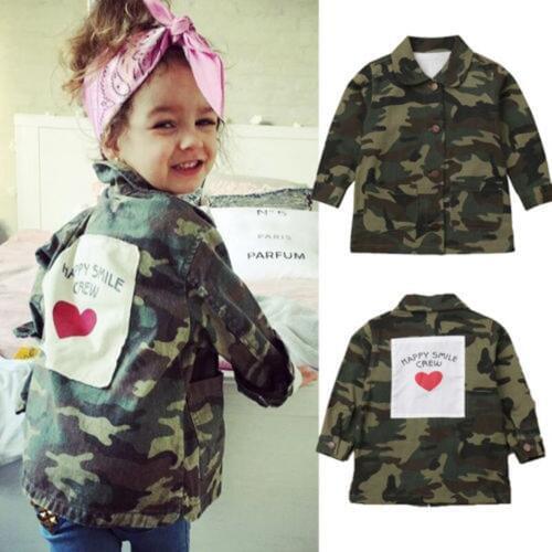 Pudcoco US Stock Fashion Toddler Kids Girls Camoflage Coats Button Baisc Jacket Coat Age 2 3 4 5 6 7 8Y