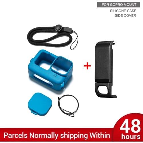 For GoPro Hero 9 Soft Silicone Case with Battery Side Cover Lid Removable Type-C Charging Cover Port for Go Pro Hero 9 Camera