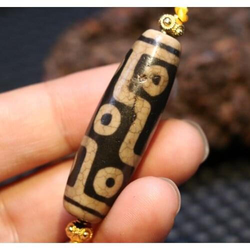 Unique Treasure Magic Power Tibetan Old Agate Oily 9 eye kingdom dZi Bead Totem 5A Timestown UPD22Asw