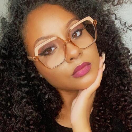 Square Oversized Glasses Frames For Women Latest Trends Eyeglasses Fashion Pink Anti Blue Computer Eyeglasses Clear Eyewear 2021