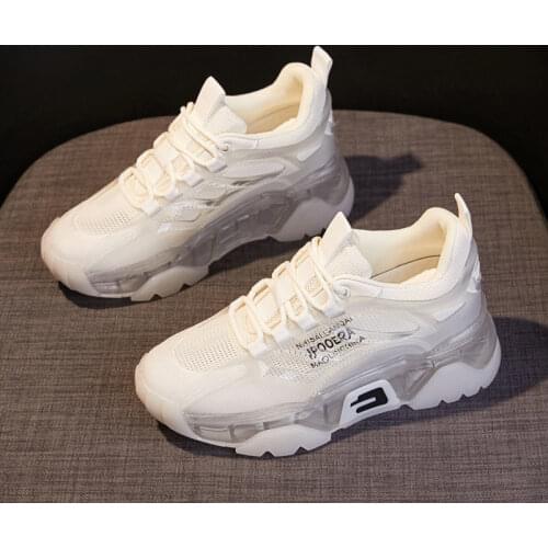 2021 new womens shoes summer mesh face increased leisure sports breathable thin thick bottom