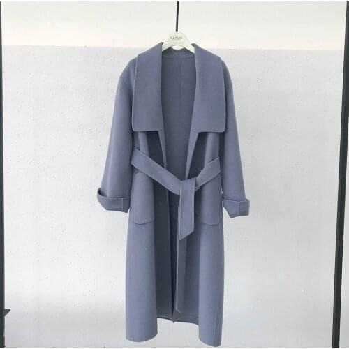 Autumn and winter Korean version coat female doll long collar wool coat FLAW206