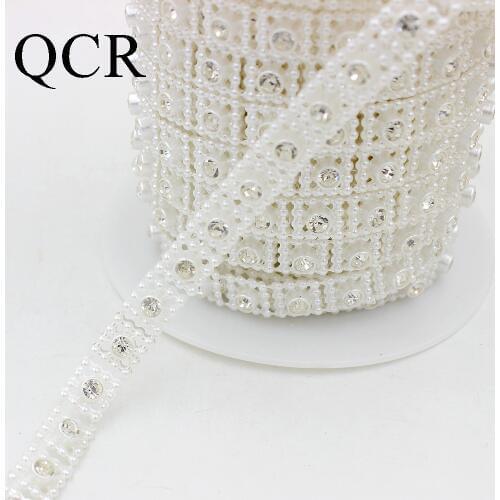 1Yard/Lot Free Shipping 10-14mm Crystal Rhinestone Cup Chain Pearl Base For DIY Decoration Rhinestone Applique Sew on Garment