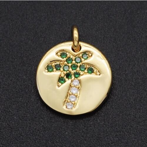 11mm CZ Zircon DIY Jewelry Coconut Tree Palm Charm Pendant Wholesale Jewellwery Finding Supplies Bracelet Making Charm