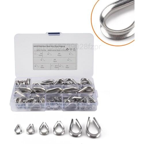 60 Boxed - M1.5-m6 Stainless Steel 304 Steel Wire Rope Collar / Chicken Heart Ring / Triangular Ring