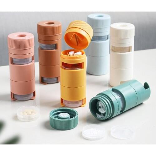 7 Days Tablet Pill Cases Splitters Box Holder Weekly Medicine Storage Organizer Crusher Container