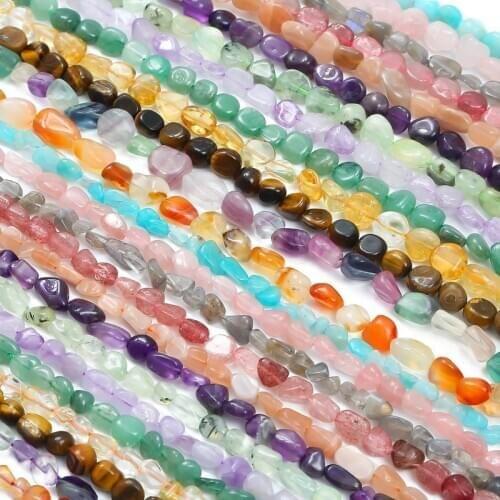 Natural Stone Beads Fluorite Coral Garnet Hematite Chip Irregular Beads For Jewelry Making DIY Necklace Bracelet 38CM Length