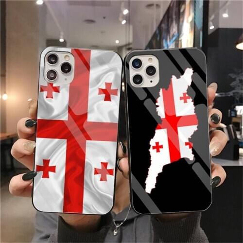 Georgia Grunge Flag Phone Case Tempered Glass For iPhone 12 Pro Max Mini 11 Pro XR XS MAX 8 X 7 6S 6 Plus SE 2020 Cover