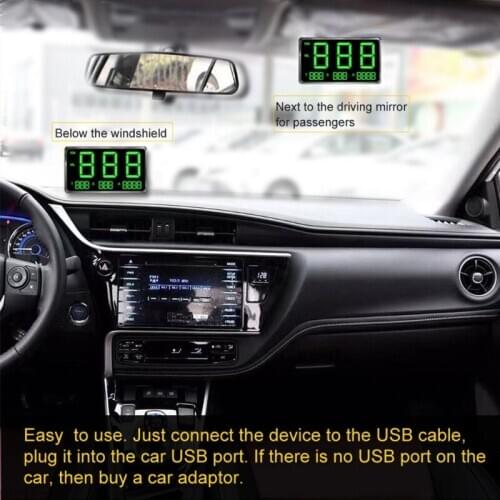 C80 Digital Car HUD Head Up Display GPS Speedometer Speed Meter Overspeed Warnin Q9QD