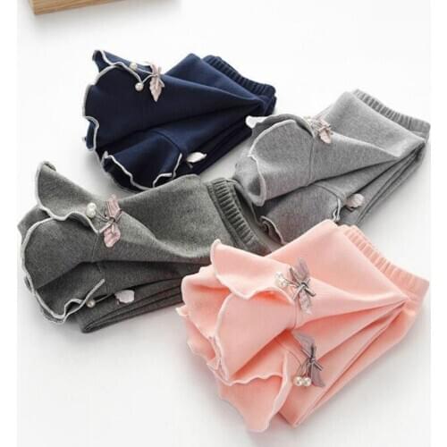 Childrens Clothing Girl Spring and Autumn Leggings Childrens Pants Baby Wear Foreign Style Speaker Elastic Cotton Thin Section