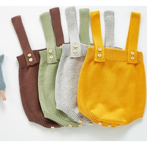 Baby Girls Boys Knitting Rompers Cute Overalls Newborn Baby Girls Boys Clothes Baby Girl Boy Sleeveless Knitting Jumpsuit