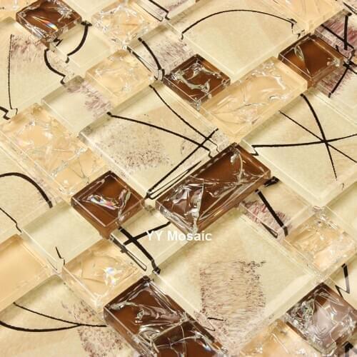 Euro Hand Painted Crystal Glass Mosaic Tiles for kitchen backblash living room TV background waist line DIY Wall decor Wallpaper