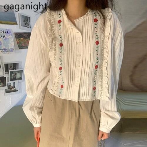 Gaganight Women's Shirts With Embroidery