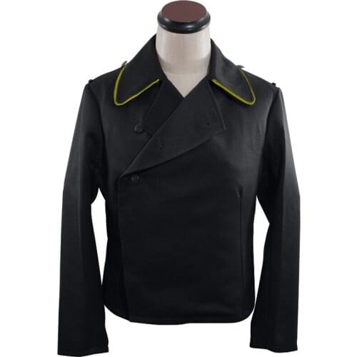 GUDI-007 WWII German Heer signal panzer black gabardine wrap jacket