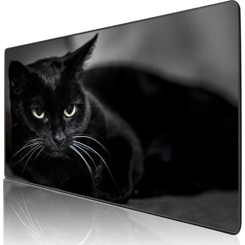 XGZ Black Cat with Shiny Hair Gaming Mouse Pad Computer Notebook Keyboard Mat Coaster Rubber Anti-skid Large Size Mousepad