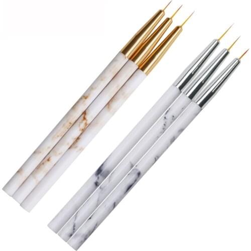 3Pcs/Set UV Gel Nail Painting Pen Liner Brush Drawing Acrylic Nail Pen French Nail Mixed Colors Gourd Handle Nail Art DIY Tools