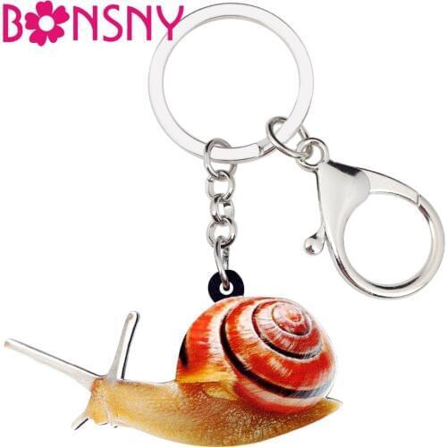 Bonsny Statement Acrylic Anime Cute Snail Key Chains Keychain Rings Animal Jewelry For Women Girls Teens Kid Handbag Charms Gift