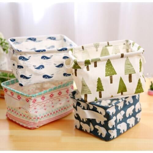 Storage baskets cotton miscellaneous goods toys bin small desktop storage boxes portable fabric waterproof boxes 2pcs/pack