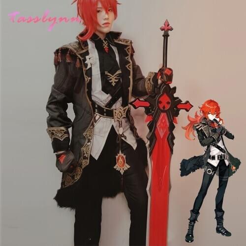 Game Genshin Impact Cosplay Costume Diluc Ragnvindr Cosplay Halloween Costume for Men