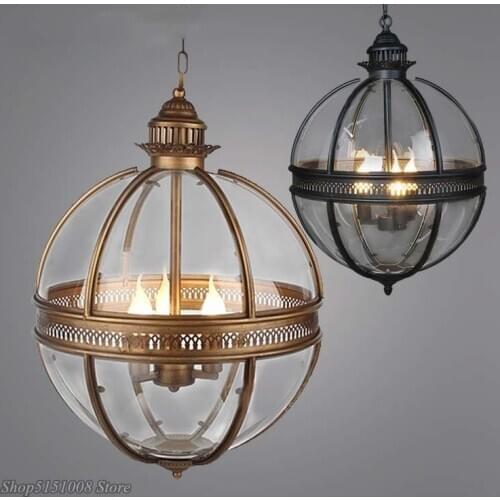 Creative personality vintage pendant lights American Kitchen Hanging Lamps Dinning Table Luminaire iron glass lampshade Fixtures